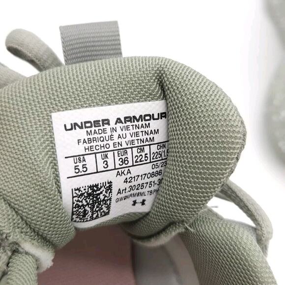 Under Armour Womens 5.5 Charged Verssert Speckle Green Pink Lace Up Shoe Running - Picture 6 of 8